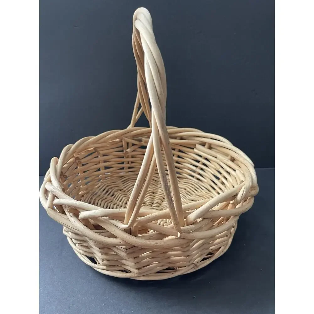 Vintage Garden Trug Handle Basket Rustic Twig Wood Farmhouse Gathering Cottage